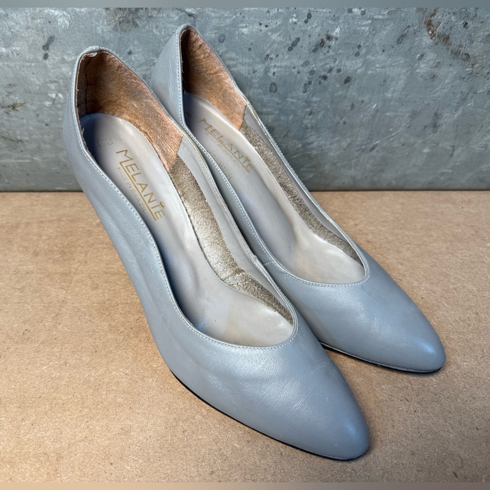 Melanie Women's Gray Blue Leather Pumps Heels 3" Size 10 AB 171